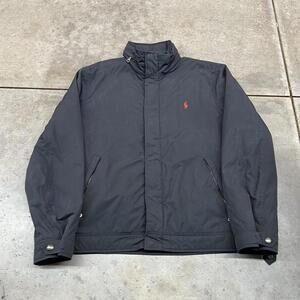 vintage polo ralph lauren black zip up heavyweight jacket size large
